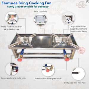 Stainless Steel 2 Burner Canteen Gas Stove