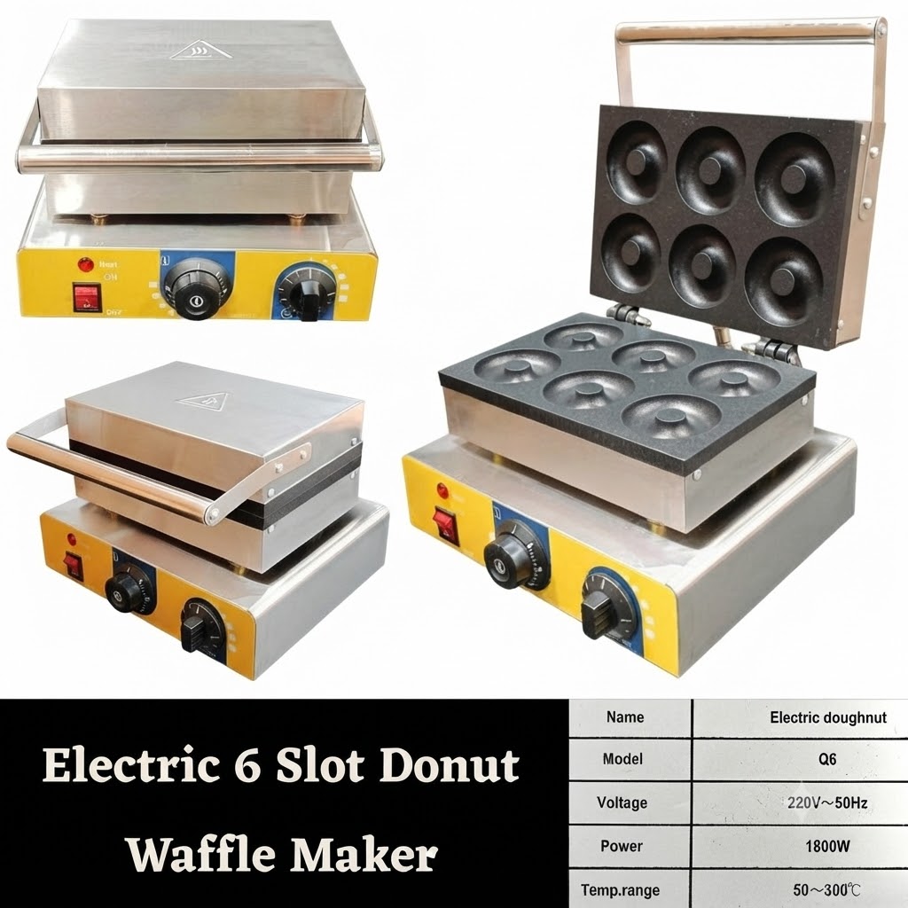 Electric 6 Slot Donut Waffle Maker