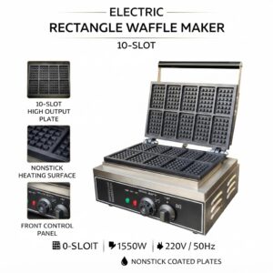 Electric Rectangle Waffle Maker – 10 Slot