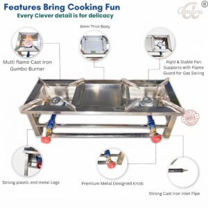 Stainless Steel 2 Burner Canteen Gas Stove
