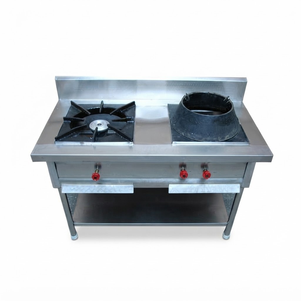Stainless Steel 2 Burner Chinese Gas Range