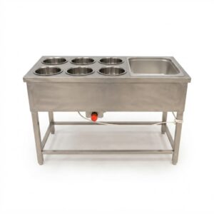 Stainless Steel Bain Marie with Rice Box (6 Jar Commercial Food Warmer Unit)