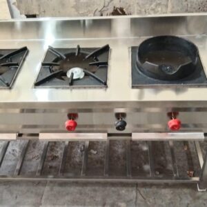 Stainless Steel Chinese Gas Burner (3 Burner Commercial Wok Cooking Range)