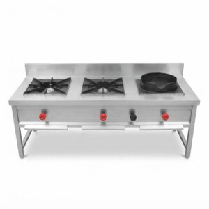Stainless Steel Chinese Gas Burner (3 Burner Commercial Wok Cooking Range)