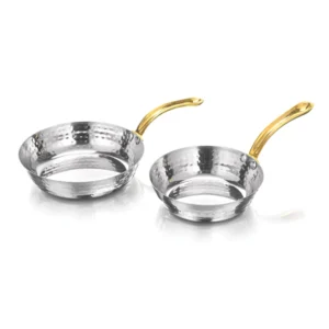 Mini Stainless Steel Frypan Dish with Brass Handle
