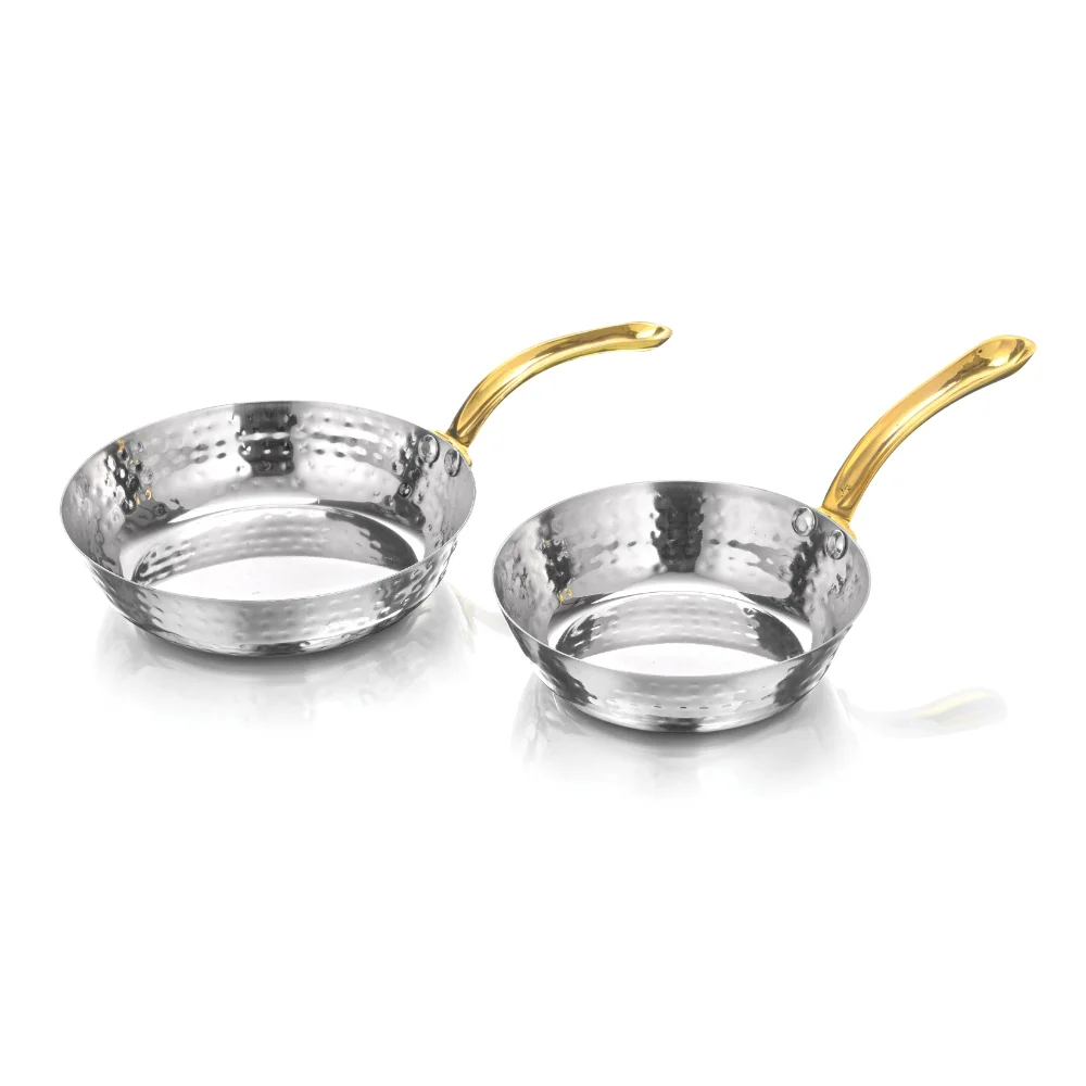 Mini Stainless Steel Frypan Dish with Brass Handle