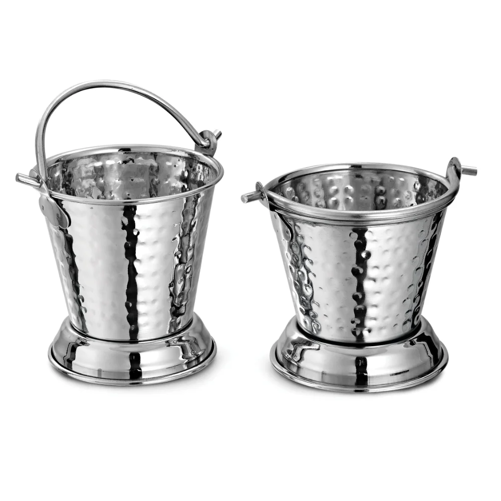 Hammered Stainless Steel Serving Bucket with Handle
