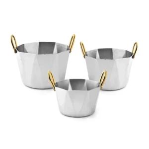 Hexagon Stainless Steel Bucket Bowl with Brass Handles
