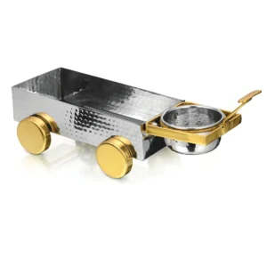 Rectangular Stainless Steel Service Cart with Bowl