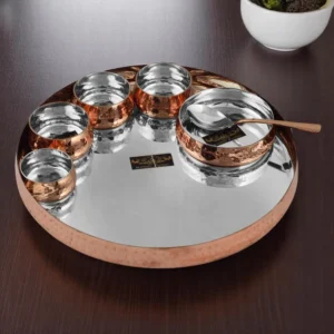 Premium Copper Belly Stainless Steel Thali Set