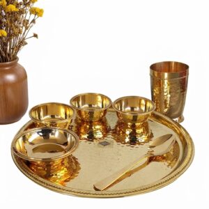 Pure Brass Hammer Thali Set