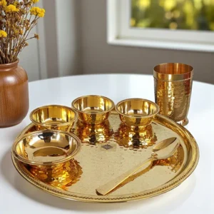 Pure Brass Hammer Thali Set
