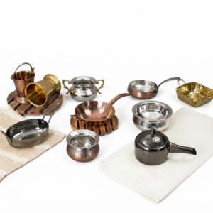 Assorted Portion Bowls & Handis Set (Stainless Steel, Copper & Brass Serveware)