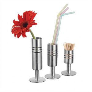 Stainless Steel Toothpick & Straw Holder Set