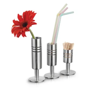 Stainless Steel Toothpick & Straw Holder Set