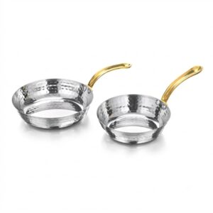 Mini Stainless Steel Frypan Dish with Brass Handle