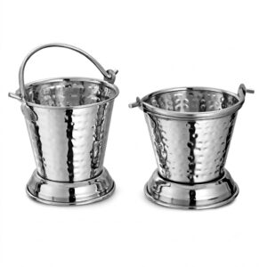 Hammered Stainless Steel Serving Bucket with Handle