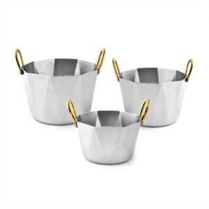 Hexagon Stainless Steel Bucket Bowl with Brass Handles