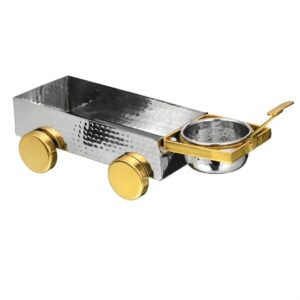 Rectangular Stainless Steel Service Cart with Bowl