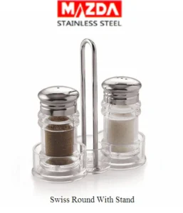 Mazda Stainless Steel Salt & Pepper Set with Stand