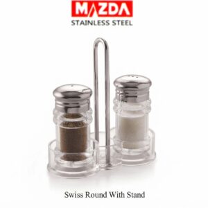 Mazda Stainless Steel Salt & Pepper Set with Stand