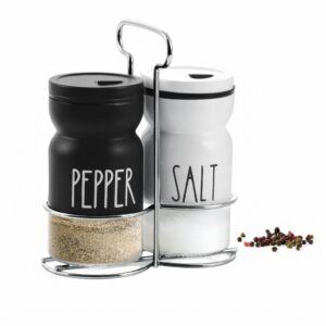 Modern Salt & Pepper Shaker Set with Stand