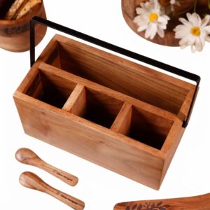 Wooden Dining Caddy with Handle