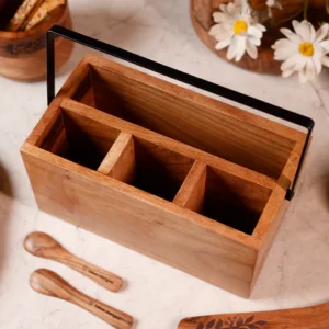 Wooden Dining Caddy with Handle