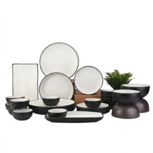 Two-Tone Black & White Melamine Tableware Set