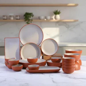 Two-Tone Terracotta & White Tableware Set