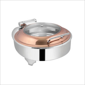 Round Electric Hydraulic Chafing Dish with Copper Finish Lid