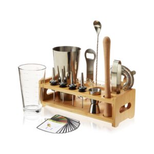 Bar Tool Set with Wooden Holder