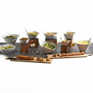 White Buffet Bowl and Serving Board Display
