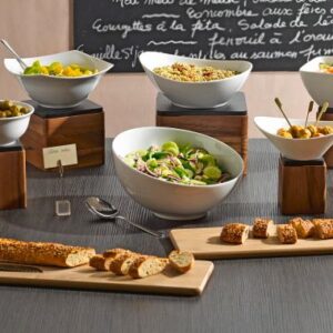 White Buffet Bowl and Serving Board Display