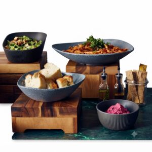 Dark Grey Buffet Bowl and Riser Display