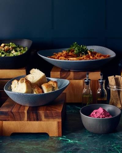 Dark Grey Buffet Bowl and Riser Display