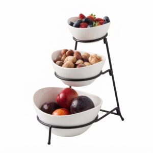 3-Tiered White Bowl Display Stand