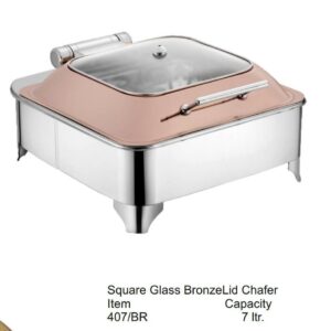 Square Glass Bronze Lid Chafer