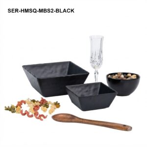 Black Square Melamine Buffet Bowl Set