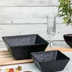 Black Square Melamine Buffet Bowl Set