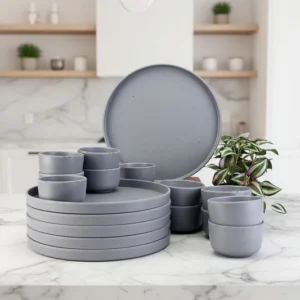 Grey Speckled Melamine Tableware Set
