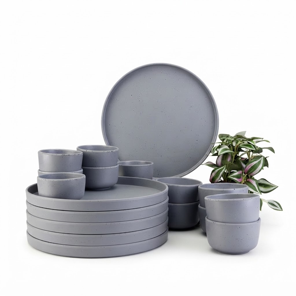 Grey Speckled Melamine Tableware Set
