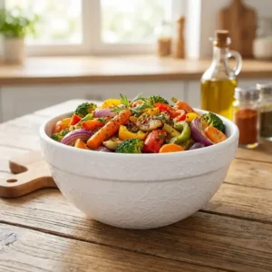 White Textured Serving Bowl