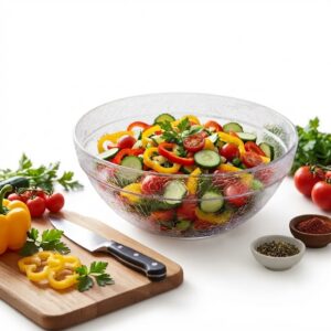 Clear Textured Plastic Salad Bowl