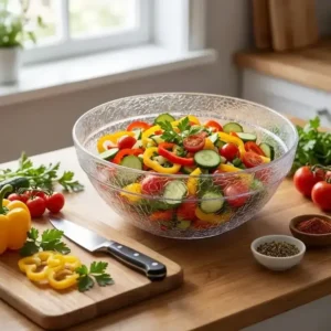 Clear Textured Plastic Salad Bowl