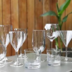 Assorted Clear Plastic Barware and Glassware Collection