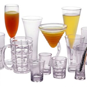 Assorted Clear Plastic Drinkware and Barware Collection