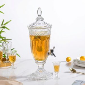 Elegant Crystal-Style Glass Beverage Dispenser