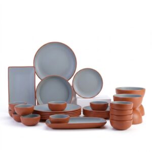 Two-Tone Terracotta & White Tableware Set